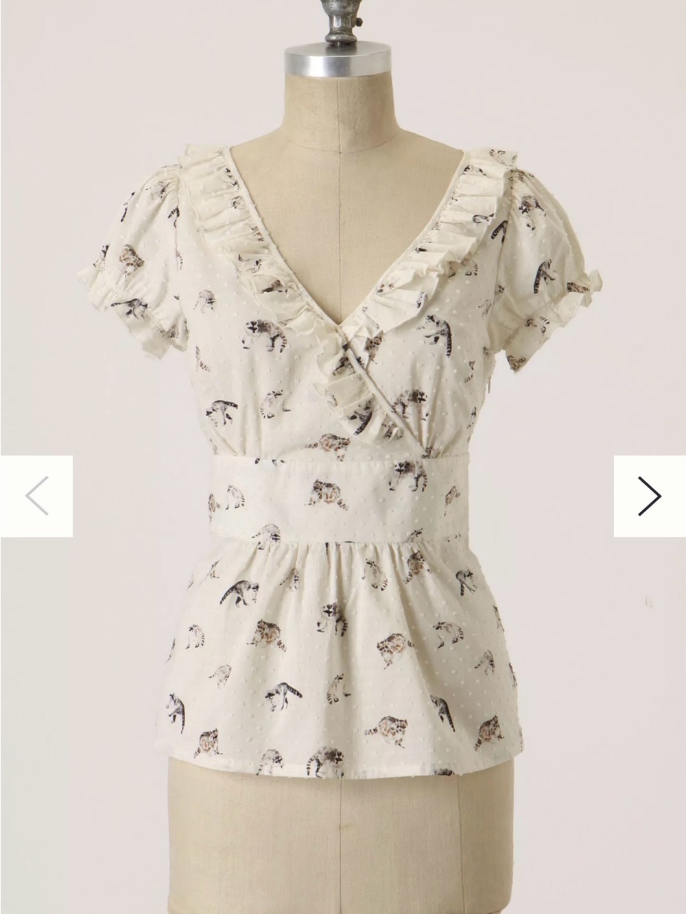 adorable anthropologie racoon ruffled blouse